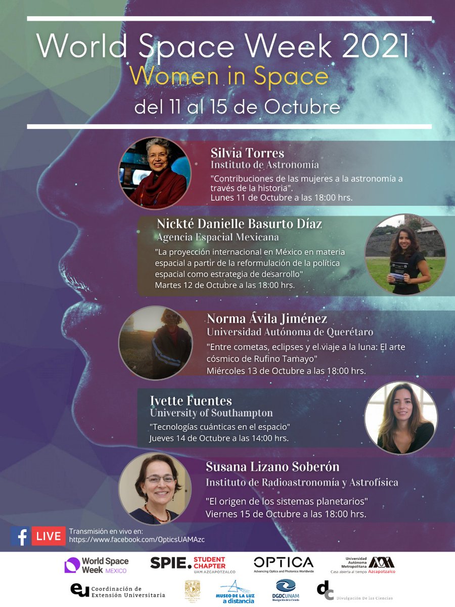 uam_dccd's tweet image. #WorldSpaceWeek2021
#WomeninSpace 

&quot;La proyección internacional en México en materia espacial a partir de la reformulación de la política espacial como estrategia de desarrollo&quot;

Imparte: Nickté Danielle Basurto Díaz, Agencia Espacial Mexicana

En vivo: fb.watch/8BPnOQ2I9K/