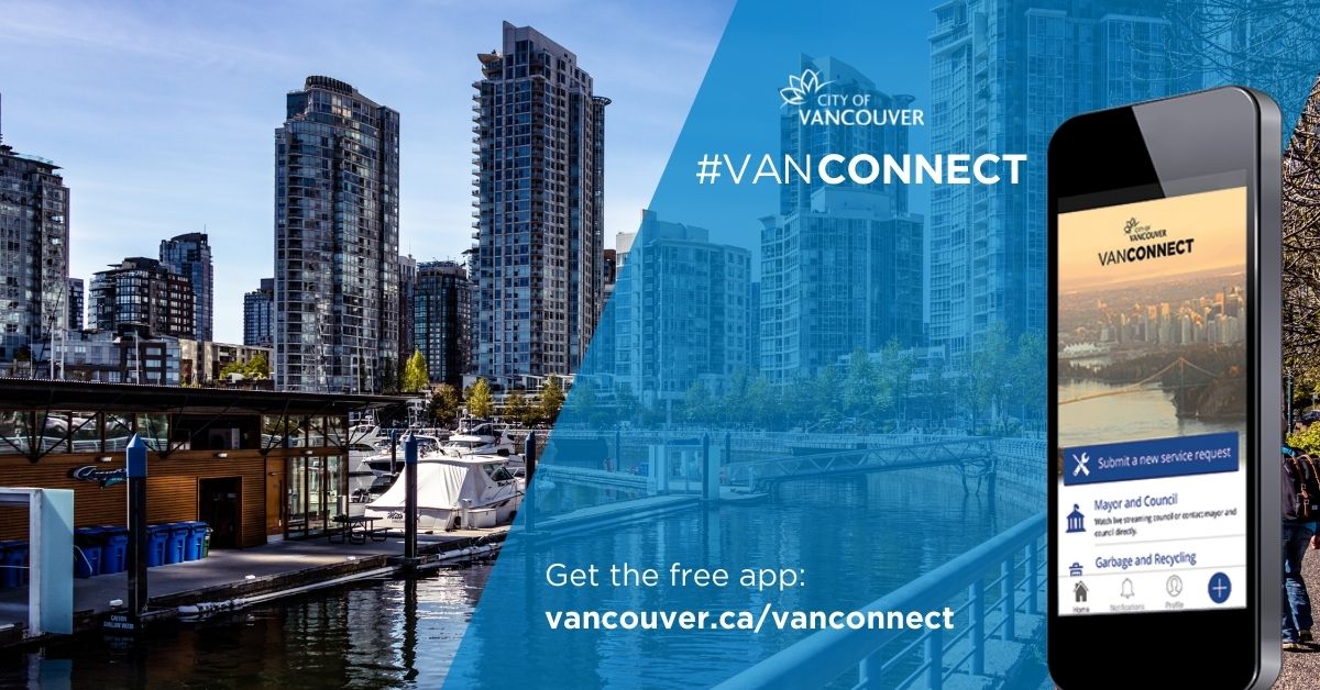 CityofVancouver's tweet photo. Abandoned garbage? Pothole on a City bike lane? With the VanConnect app you can help report these issues. Easy to download and quick to use. Keeping you connected to your City on the go. Download it now for free ➡️ https://t.co/WS4fkCkyFx
#CityofVancouver #VanConnect https://t.co/JervyoOO0D