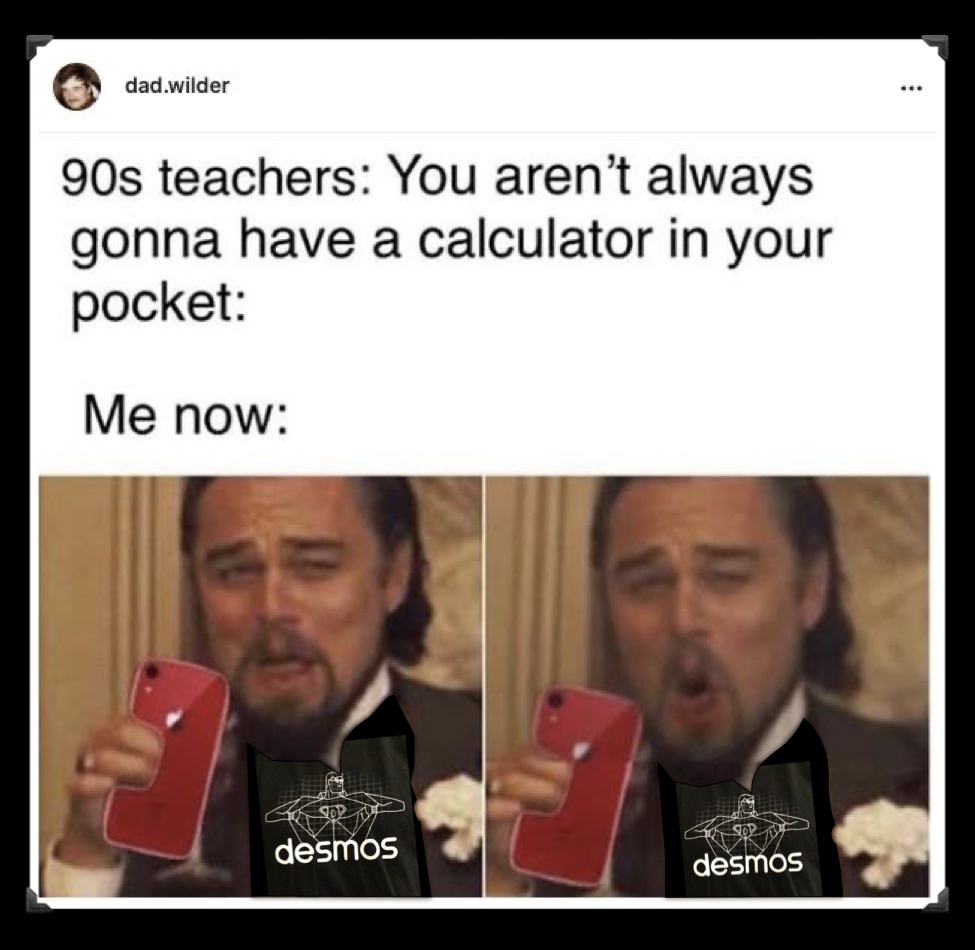 mathycathy's tweet photo. This meme was shared with me today. 
Had to modify it just a teeny bit with a wardrobe change. 😆💚
#iteachmath https://t.co/VlsslPe89y