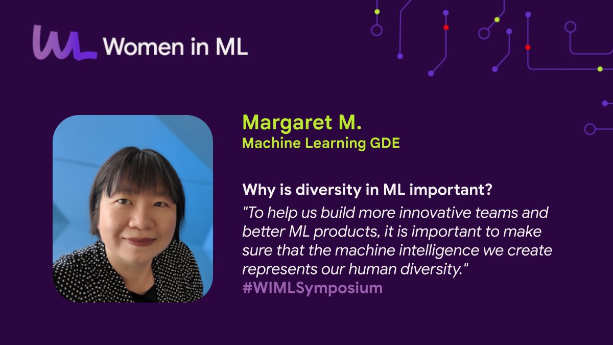👋 Say hello to Margaret, a Machine Learning GDE!

<a href="/margaretmz/">Margaret M.</a> believes that the teams developing ML products need to be as diverse as the people using them.

Join Margaret in the intermediate track breakout room at the #WIMLsymposium → goo.gle/3auRMKX
