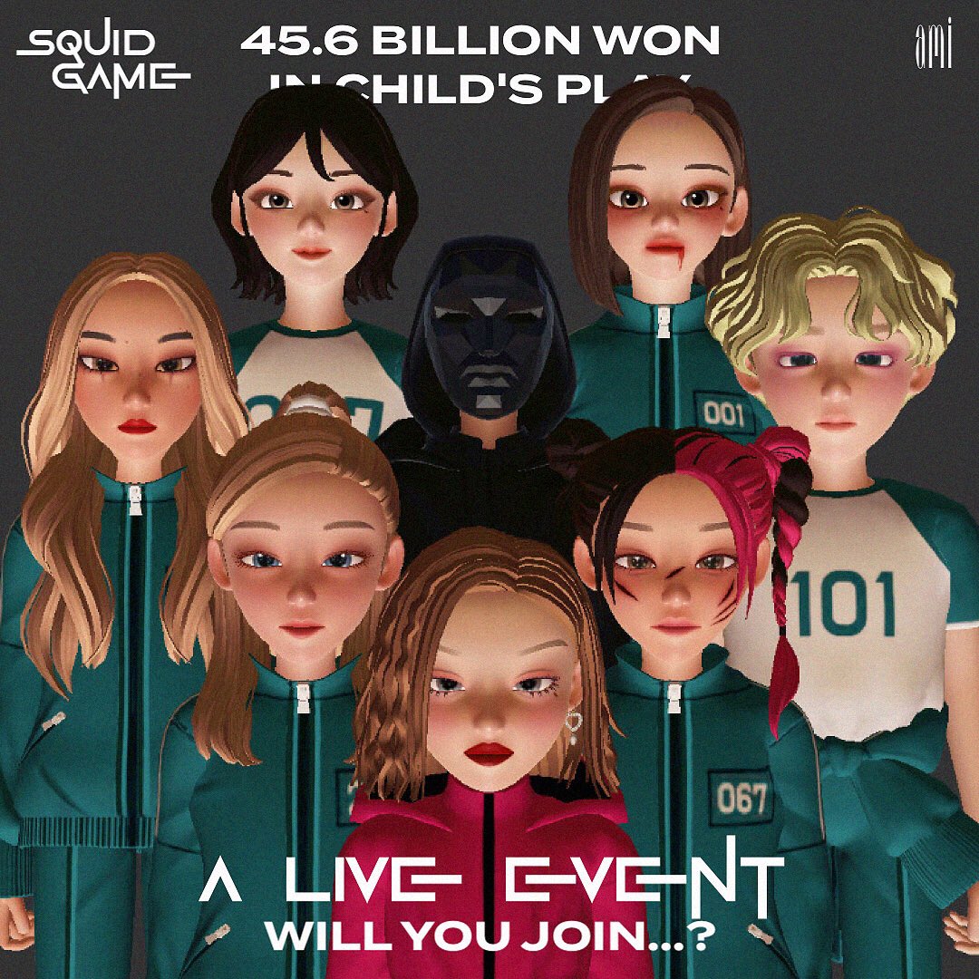 ami Entertainment on Twitter: "SQUID GAME IN ZEPETO 🦑 A live event where  our artists compete to win 45.6 BILLION WON in child's play. SPACE GIRLS  (우주소녀) ICY (아이스) - PLAYER 067