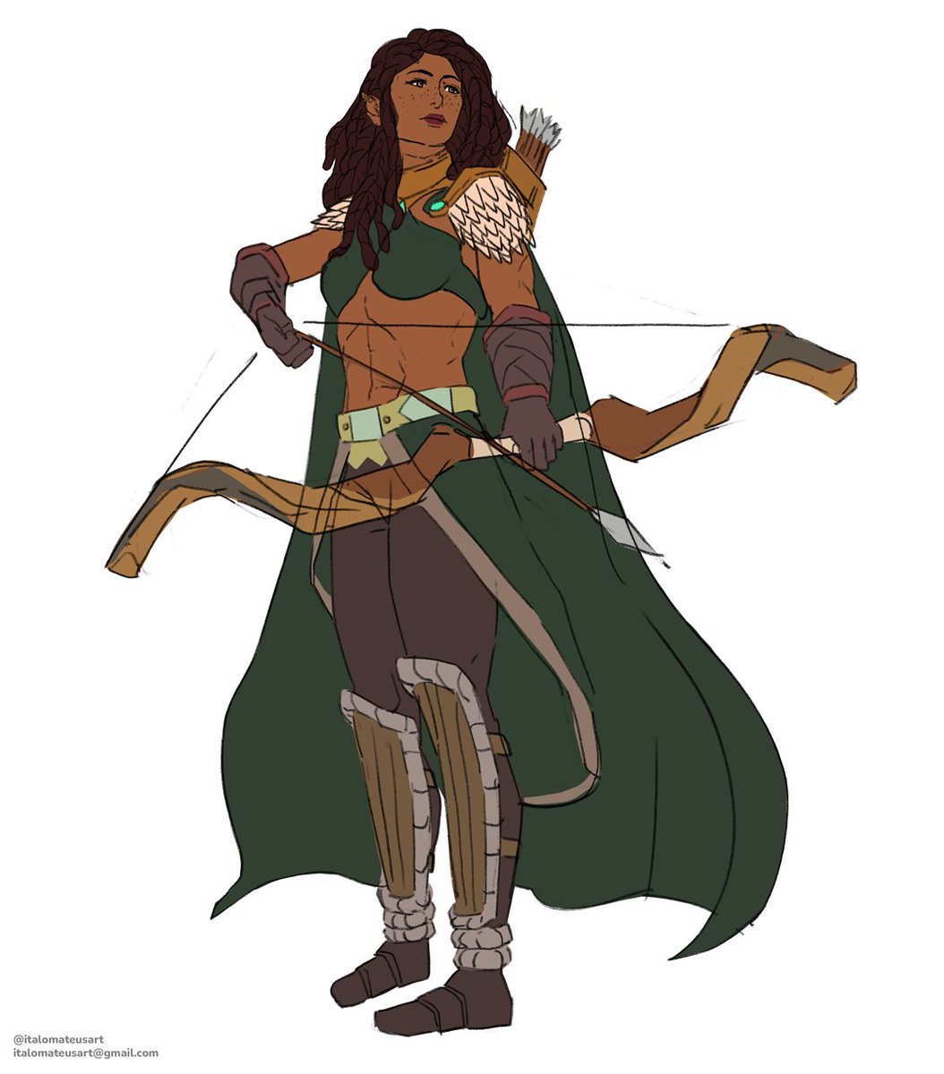 Half-elf ranger DnD character commission 🏹 #DnD #conceptart, image size:1054x1200