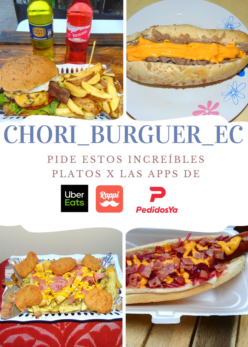 diccela's tweet photo. No esperes más para disfrutar de una buena comida rápida y pídela x #ubereats #rappi o #pedidosya 
#Guayaquil #huecasguayacas #burger #papasfritas #sᴀʟᴄʜɪᴘᴀᴘᴀs #alitas #parrilla #smokedwings #alitas #promo #garzota #sauces #alboradaguayaquil #urdesa #samanes #guayacanes https://t.co/5Iphfiry9W