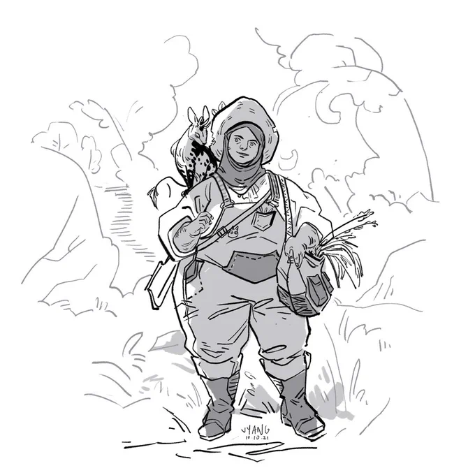 Doodled a thing for @itsraecrawford 's #beastlychallenge2021 this week's prompt was 'through the forest' 