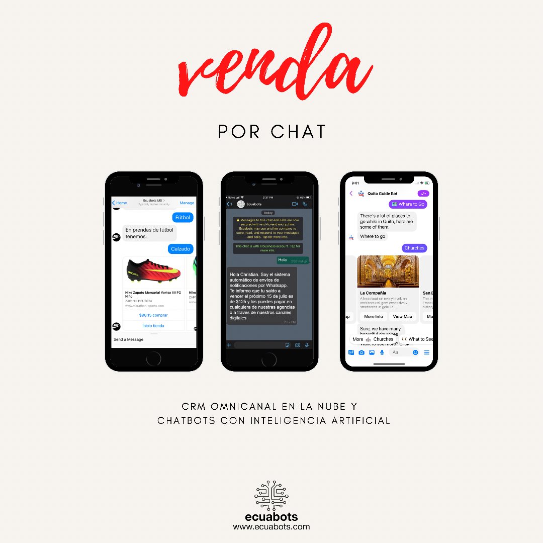 ecuabots's tweet photo. Venda por chat #chatbots #inteligenciaartificial #servicioalcliente #crm #contactcenter #transformaciondigital #ecuabots https://t.co/k6ZYuHypT5