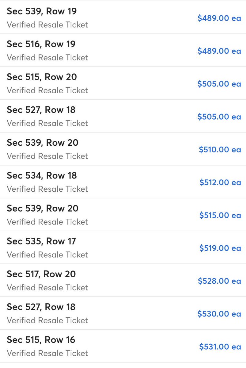 BlackSwan_875's tweet photo. 🚨DO NOT BUY AT SCALPER PRICES🚨
Now that tix are available to resell on RM you can see how many went up IMMEDIATELY at ludicrous prices (10x or more).

Do NOT buy. They are testing the water to see if they CAN sell at these prices.
WAIT. BE PATIENT. PRICES WILL DROP. https://t.co/ZJLXJYeMY6