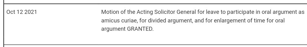 TheWizardofLawz's tweet photo. Looks like oral argument in NYSRPA v. Bruen just got a little more interesting.

The #SupremeCourt granted the US Solicitor General's motion to participate in oral argument.

This means NYSRPA, New York State, and the United States will all present argument to #SCOTUS.

#2A #CKBA https://t.co/zHHOy7DFZO