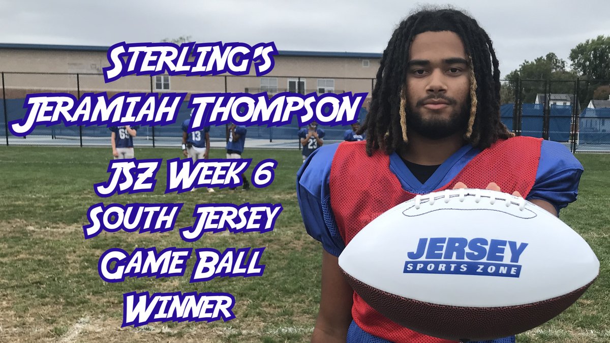 Jersey Sports Zone (@jsz_sports) on Twitter photo 🏈 Congrats to Sterling's Jeramiah Thompson for winning the JSZ South Jersey Week 6 Game Ball for his performance against Lindenwold!
Watch Jeramiah's Game Ball presentation and more HERE 👇
jerseysportszone.com/sterlings-thom…
<a href="/y0_miah/">Jeramiah Thompson</a> <a href="/SterlingFBall/">Sterling Football NJ</a> <a href="/KnightsSHS/">Sterling Athletics</a> 🏈 Congrats to Sterling's Jeramiah Thompson for winning the JSZ South Jersey Week 6 Game Ball for his performance against Lindenwold!
Watch Jeramiah's Game Ball presentation and more HERE 👇
jerseysportszone.com/sterlings-thom…
<a href="/y0_miah/">Jeramiah Thompson</a> <a href="/SterlingFBall/">Sterling Football NJ</a> <a href="/KnightsSHS/">Sterling Athletics</a>