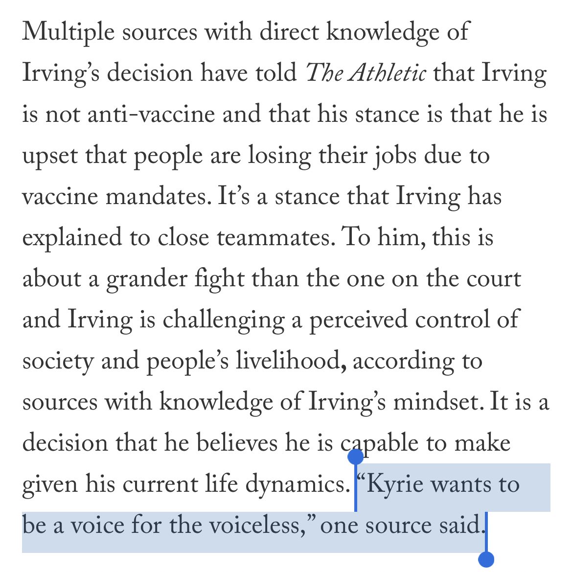 byDavidGardner's tweet image. Kyrie wants to be a “voice for the voiceless,” according to 

*checks notes*

an anonymous source