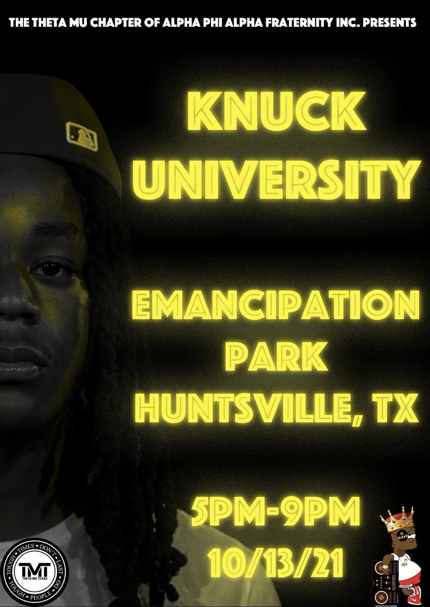 ThetaMuAlphas's tweet image. The time is ticking……….⏳

#KnuckUniversity is tomorrow ❄️❄️

@DjSlickkInDaMix is in the mix🦍

#SHSU #UH #TAMU #TSU #PVAMU #LAMAR