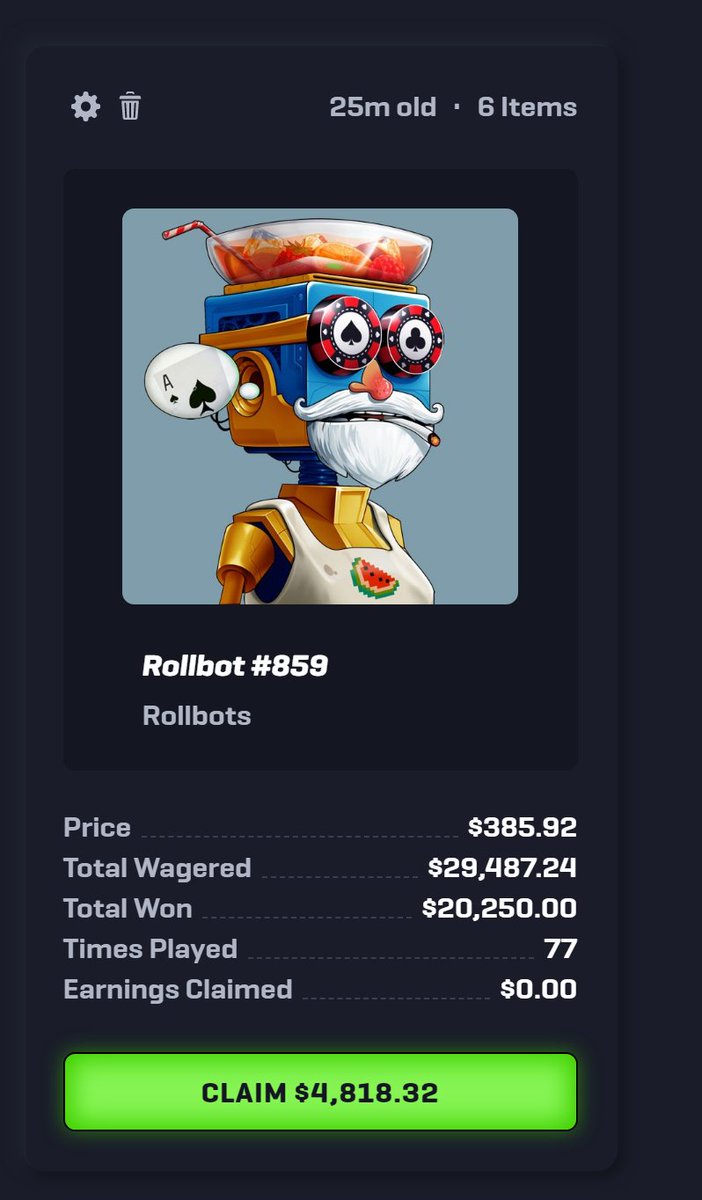 imalwaysWRlGHT's tweet photo. The Rollbot presale just started and someone already received a $50k offer on a 1/53 bot 🤯 AND DECLINED IT

Another shared this screenshot of $4,800 in profit from a Rollbox in 25 minutes, valuing the bot at $80,000 🤯🤯

It appears shit's going down on @rollbitcom #NFT https://t.co/p20swOuKJ8