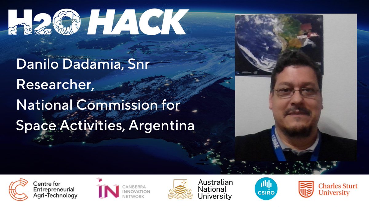 ANUAgrifood's tweet photo. Danilo Dadamia from the National Commission for Space Activities (CONAE), Argentina just spoke to #H2OHack participants about the work they do & how they measure #soilmoisture https://t.co/go7tvnng6V
#spacetech #datamapping #innovation @anuinspace @ANUWaterFutures @scienceANU https://t.co/t3i7OmhPPc