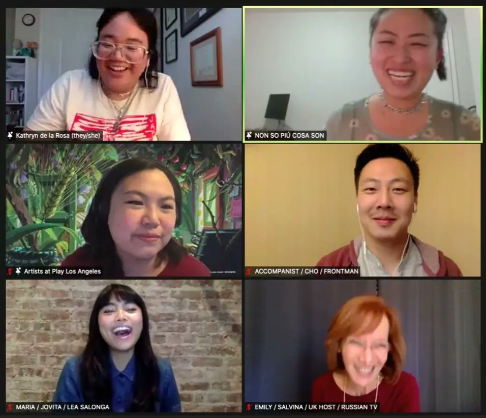 AAPlay's tweet photo. "Thank you for presenting this amazing new work <3 and done so fabulously <3"

Thank YOU to all who convened for NON SO PIÙ COSA SON, closing out the 2021 #AAPReadings. What a journey through time &amp; various countries in Kathryn de la Rosa's “Koreapino solidarity play"—w/ opera! https://t.co/Weqh3wlbHG