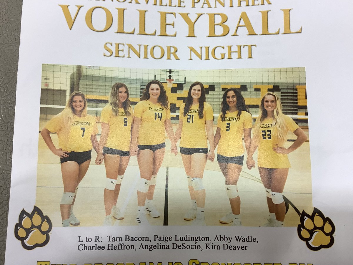 Final South Central Conference match of the season for <a href="/PantherVB_KHS/">Panther Volleyball</a> taking on <a href="/COfRed2/">Chariton Charger AD</a>.  Tonight we honor 6 seniors: <a href="/abby_wadle/">abby wadle</a> <a href="/paigeludington/">paige</a> <a href="/TaraBacorn/">Tara</a> <a href="/CharleeHeffron/">Charlee Heffron</a> Kira Deaver &amp; Angelina DeSocio.