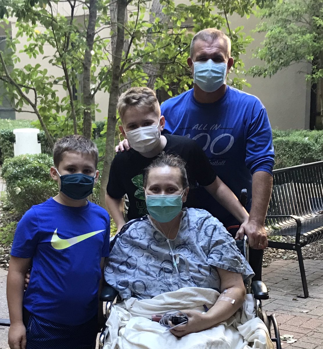 To all those who have prayed for us THANK YOU! Your prayers are felt and small ones are answered everyday! Like this- My boys hadn’t seen their mom since her cancer came back and bc of Covid restrictions the hospital couldn’t let them in. Then we got a nurse who found a way! ❤️🙏