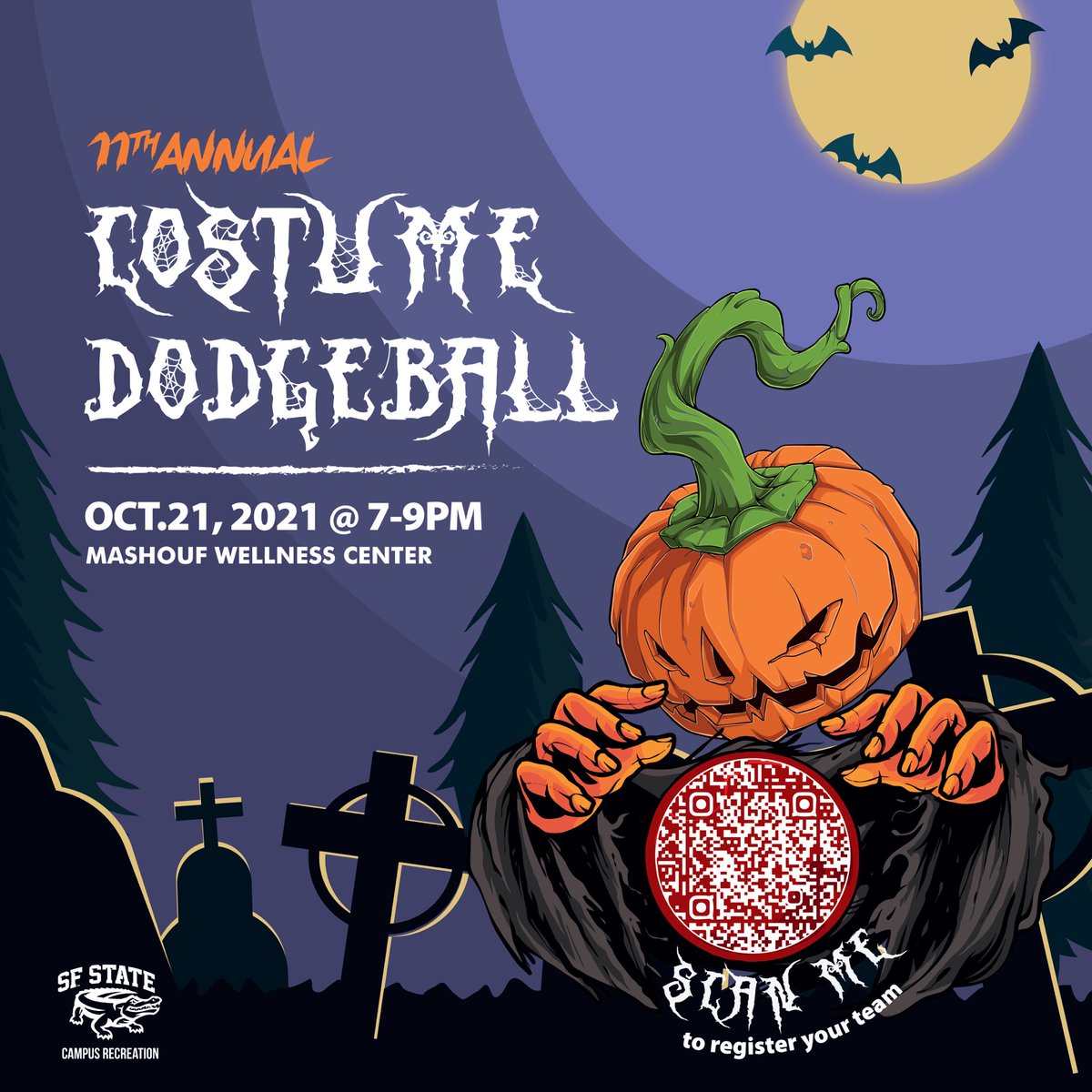 Join the Mashouf Wellness Center for our ✨11TH ANNUAL COSTUME DODGEBALL TOURNAMENT✨  and enjoy a night full of games, candy, prizes and a friendly competition 👻🎃 For more information and to sign up, click the link in our bio and pick “Costume Dodgeball” ☄️💜🐊