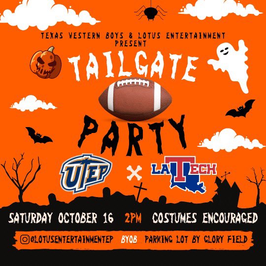 This Saturday!!! Wear a costume and come support UTEP for that 5-1 record!!