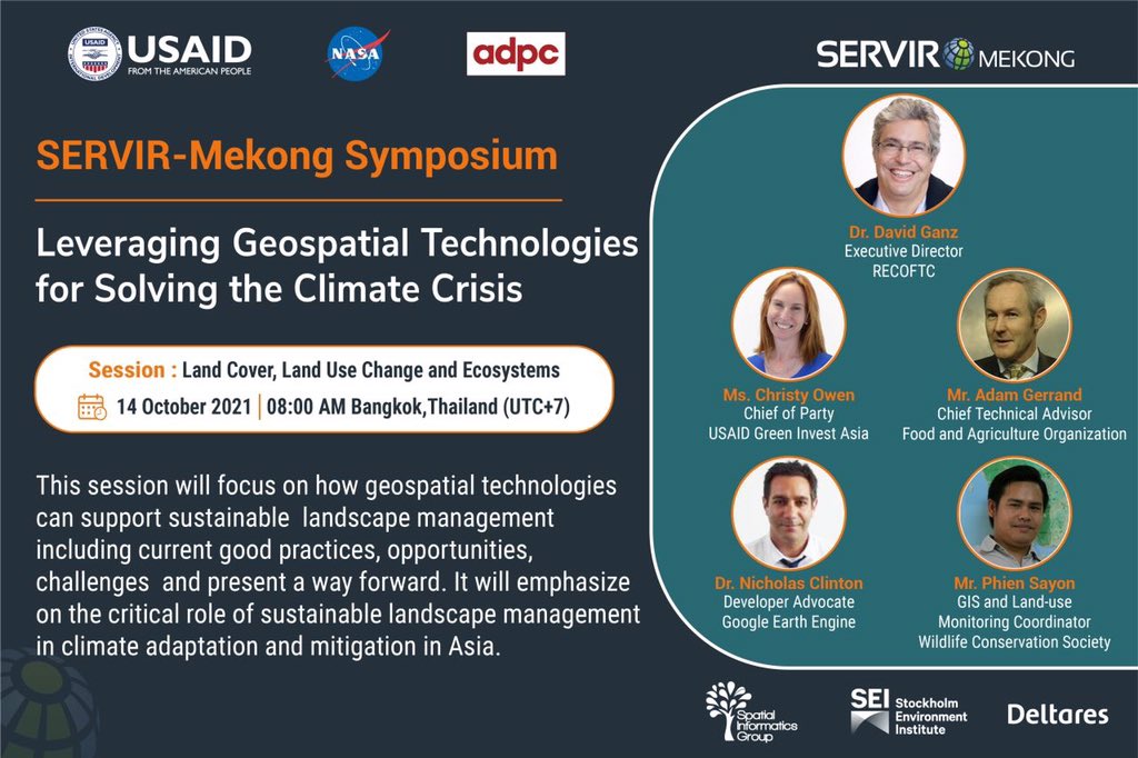 Increase your understanding on #geospatial technologies and the role of #forest landscapes in #Asia to solving the global #climatecrises. 
.
Join @RECOFTC at the SERVIR-Mekong webinar! 
.
Register now 👉🏾 bit.ly/3AwOQcc

#geospatialintelligence #climatesolutions