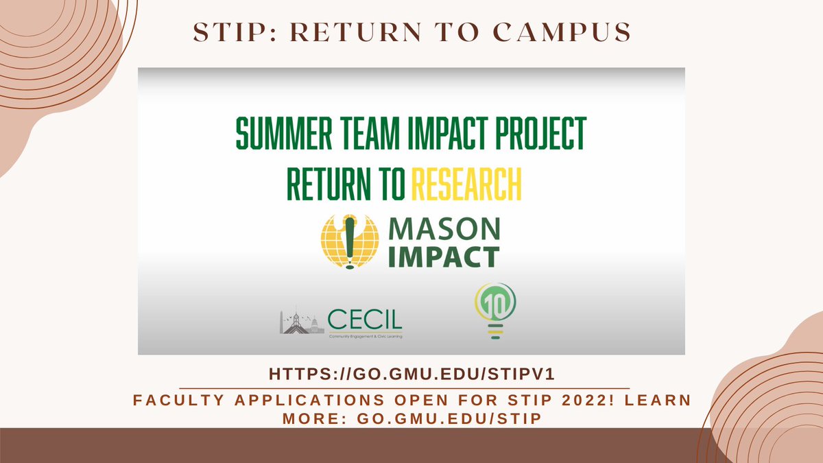 Mason_Impact's tweet photo. This summer #MasonNation students and faculty were able to #ReturnToResearch to work on amazing some #STIPs! View our video at https://t.co/AUjl0atrOH to see the innovative work that happened on campus this summer! https://t.co/yDbzMzGCKf