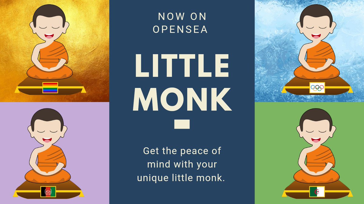 Cedricazn's tweet photo. @NFTaggregator 🧘 Meet our Little Monks 🧘 , available now on OpenSea: https://t.co/oj2qGY1KA9
3 shiny Monks to share, and unique 1/1 monk's for each country of the world! Let's get a piece of peace of mind!
Minted on polygon
#nftartist #NFT #NFTs #littlemonk #NFTcollector #OpenSeaNFT #opensea https://t.co/XqJdSWclI2
