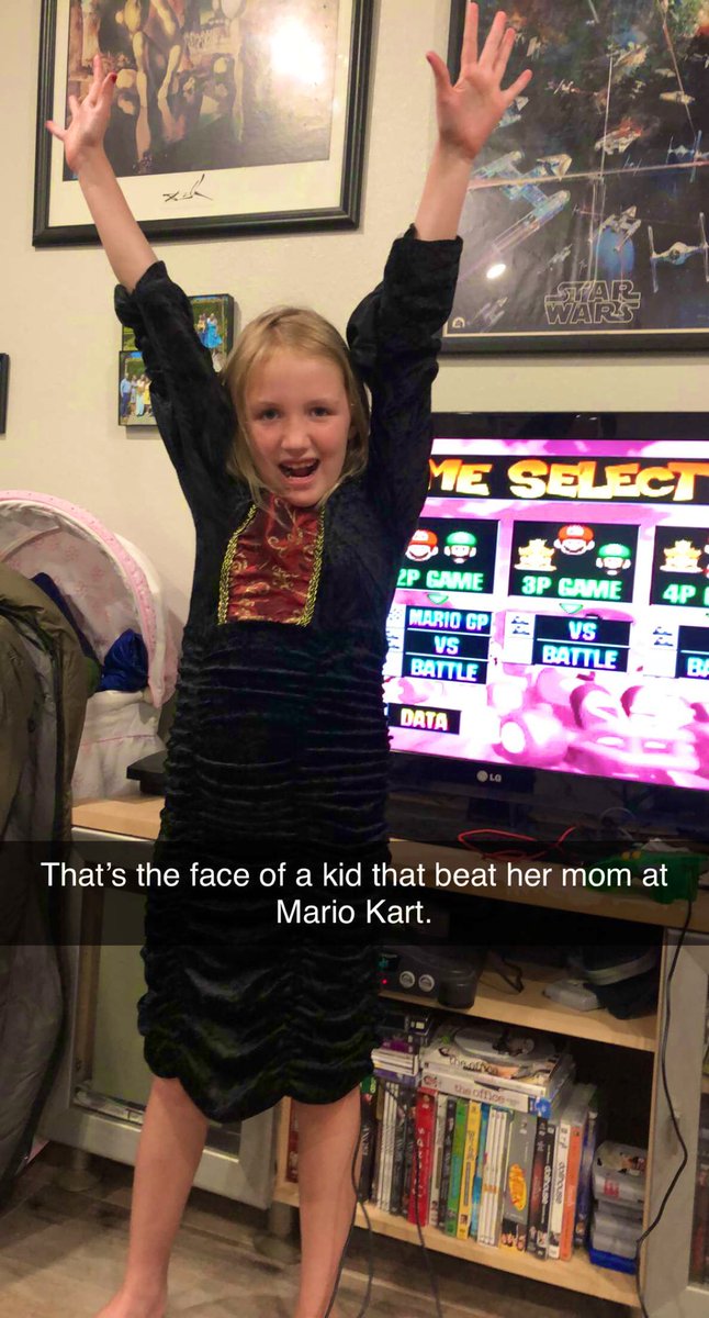 Boyd22Suzanne's tweet photo. Living in a house full of people that play video games when you don’t means your 7 year old will bet that she can beat you, and now you owe her a toy. And that’s my husband’s original Nintendo 64 from his childhood. https://t.co/g0mXe9MAEN