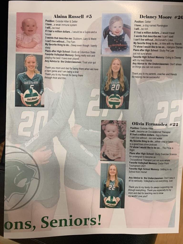 DrJNMiller's tweet photo. CONGRATULATIONS @westlandVB SENIORS, Alaina Russell, Delaney Moore, Olivia Fernandez, Rylea Bott, Casey Roush &amp; Kenadee Winters. Huge WIN vs @GCHS_Greyhounds in 3. ROAR @WHS_Cougars https://t.co/9DSYdrnYYO