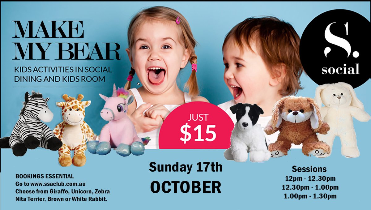 Great activity for kids of all ages. 
Book here events.humanitix.com/make-my-bear-o…