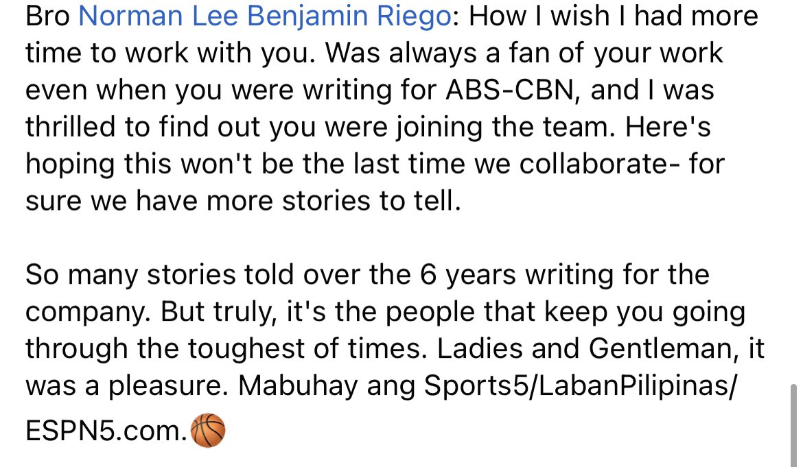 Wish it never had to end. But glad I got to go on this journey together with amazing people.❤️🏀

<a href="/Sid_Ventura/">Sid Ventura</a> <a href="/carlo_pamintuan/">Carlo Pamintuan</a> <a href="/charmieness/">Charmie Lising</a> <a href="/jcansis/">JC Ansis</a> <a href="/yo_sarmenta/">Yoyo Sarmenta</a> <a href="/juttsulit/">Jutt Sulit</a> <a href="/NoelZarate/">Noel Zarate</a> <a href="/CharlieC/">Charlie T. Cuna</a> <a href="/janbballesteros/">Jan Ballesteros</a> <a href="/richava/">Richard Dy</a> <a href="/paodelrosario/">Paolo del Rosario</a> <a href="/erosvillanueva_/">Eros Villanueva</a> <a href="/philipptionary/">ℙ𝕙𝕚𝕝𝕚𝕡 𝕄𝕒𝕣𝕥𝕚𝕟 𝕄𝕒𝕥𝕖𝕝</a> <a href="/riegogogo/">Normie Riego</a>