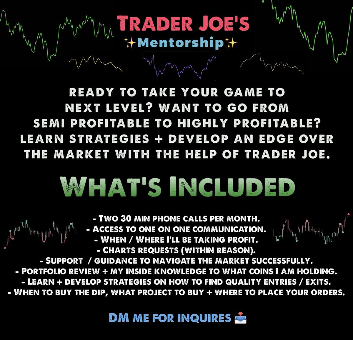 🚨 ANNOUNCEMENT 🚨

I am now offering mentorship services for individuals who want to learn how to take their investing to the next level. I’ll only be taking on a handful of individuals so I can give you my full focus. Message me before it fills up. Details below👇
