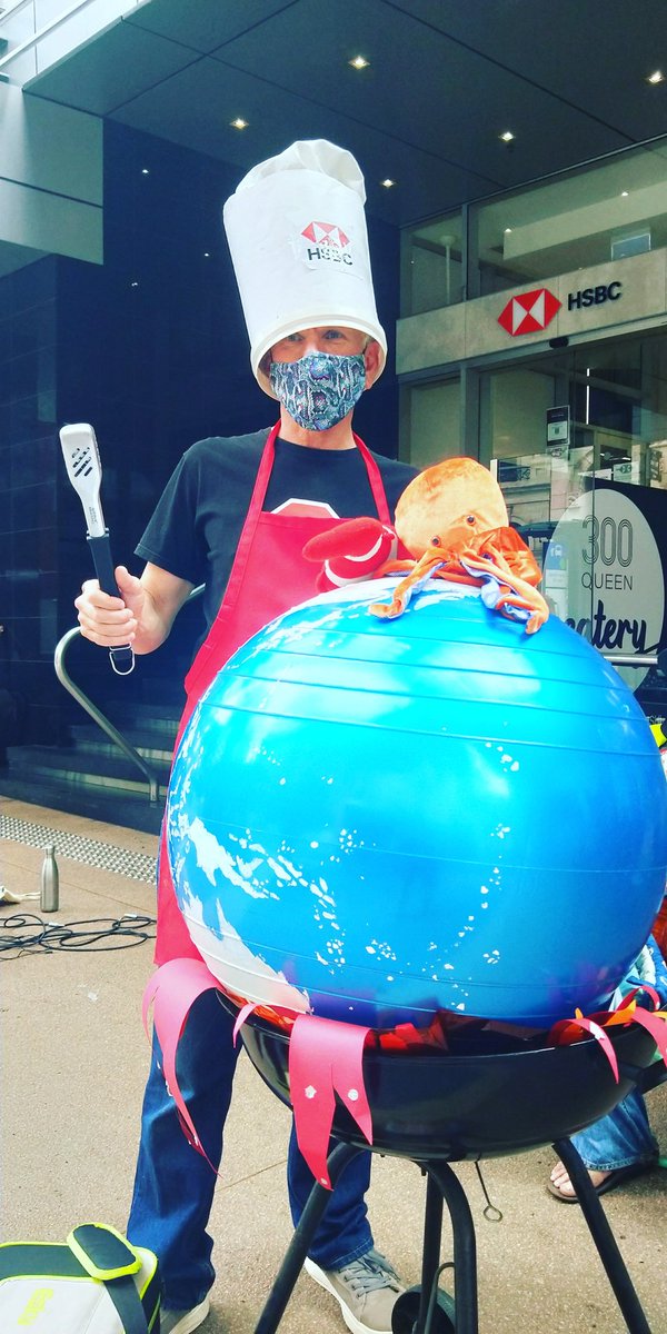 MBCBrisbane's tweet photo. We're outside @HSBC in Brisbane and Gold Coast all day today calling on them to stop cooking the climate and our Reef with Adani's coal! #StopAdani #DefundClimateChaos https://t.co/InavAjLUKm
