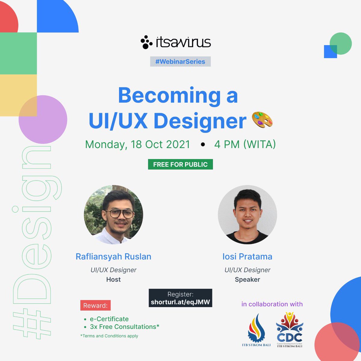 Selamat Pagi, mungkin ada ade2nya yang berminat yakkk. Webinar Series Itsavirus x ITB Stikom Bali 🥳 Free!