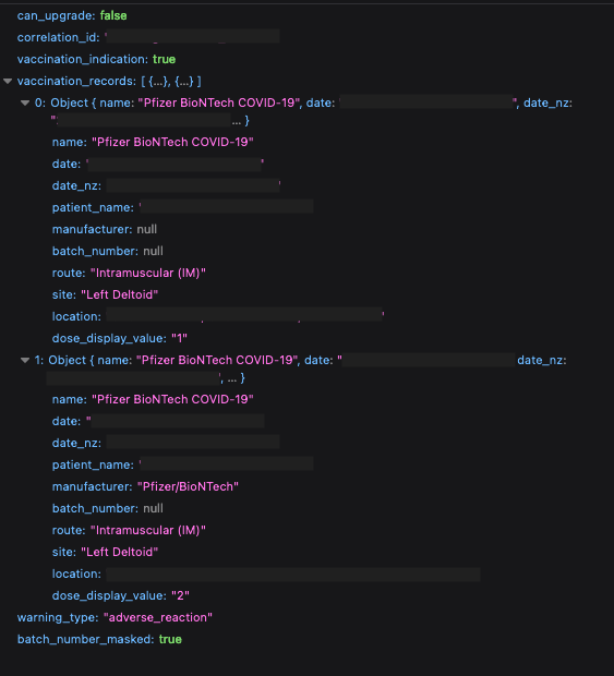 zacwbb's tweet photo. @staticnz You can still find it with the /api/v1/vaccination_records endpoint, just seems it's not in the frontend anymore 🤔 https://t.co/Rrhz9eoenZ