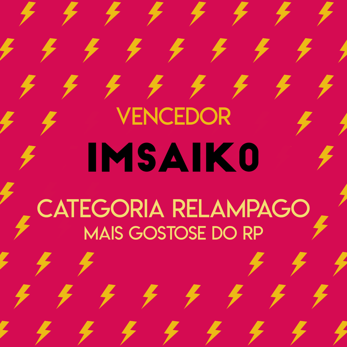Na categoria mais gostose do rp, Saiko (<a href="/imsaik0/">ImSaik0</a>) veio liderando os votos com um multirão em massa. Parabéns! Seu prêmio será entregue em breve.