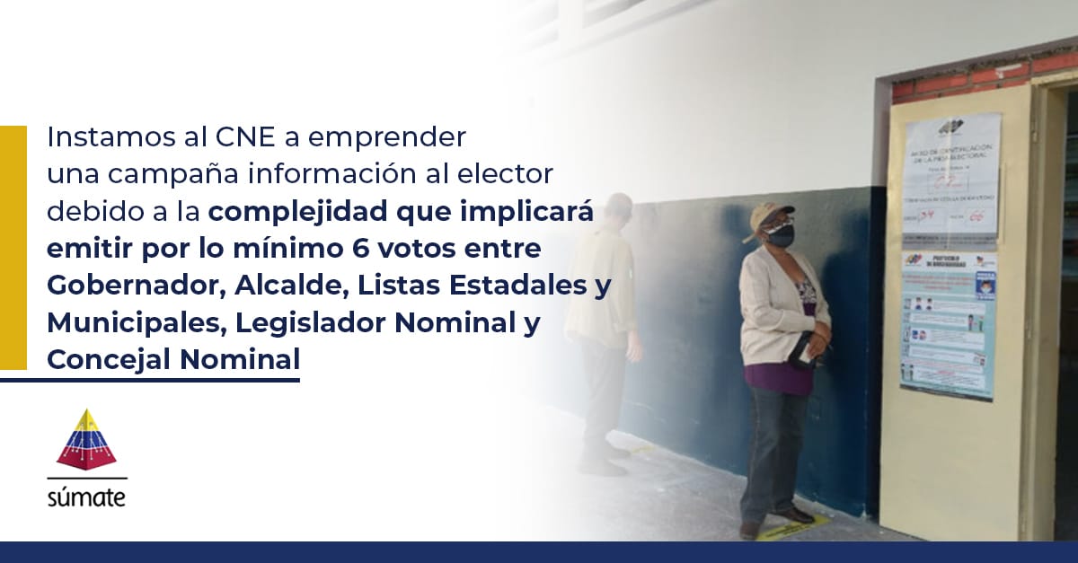 Sumate's tweet photo. El #21Nov habrá 2 tipos de Elecciones: #Estadales (Gobernador, Legisladores Lista y Nominal-es) y #Municipales (Alcalde, Concejales Lista y Nominal-es). Electores podrán emitir entre 6 a 9 votos, dependiendo si circunscripciones de cada elección son uninominales o plurinominales https://t.co/E1dA1bwOCl