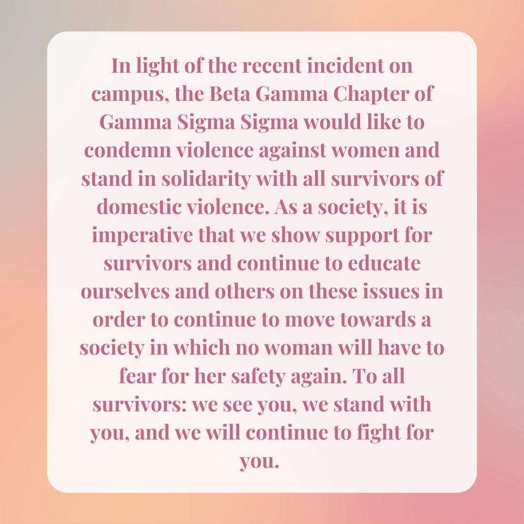 GSSBetaGamma's tweet photo. To all survivors, the sisters of Gamma Sigma Sigma will always support you https://t.co/A5ggqlzNlL