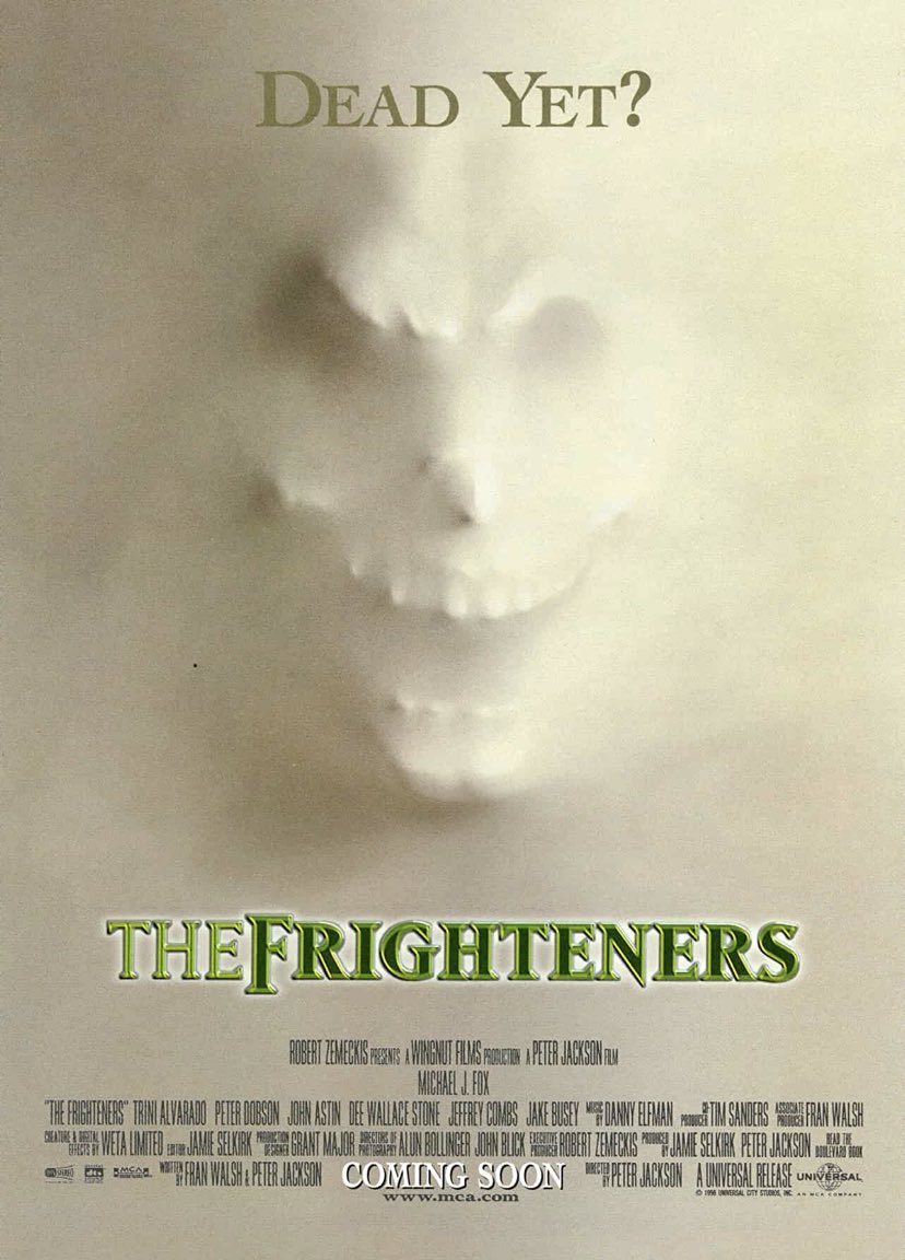 Gh0stPaws's tweet photo. #31DayHorrorChallenge @NOFSpodcast 

Day 12: The Frighteners (1996)

#HorrorComedy #MoviesILoveNoExcuses @realmikefox @jeffreycombs @Dee_Wallace @ChiMcBride #WhenYourNumbersUp https://t.co/MKeMH7uydh