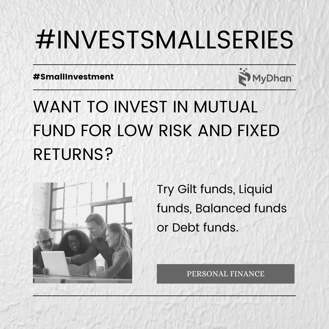 mydhanapp's tweet photo. You have always asked, sometimes to yourself while at times to others ... "where to invest for low risk and fixed returns" - Well these #MutualFund options could be an answer.

#MyDhan #BanoFinanciallyAtmanirbhar #invest #personalfinance https://t.co/Dg5o11TgaU