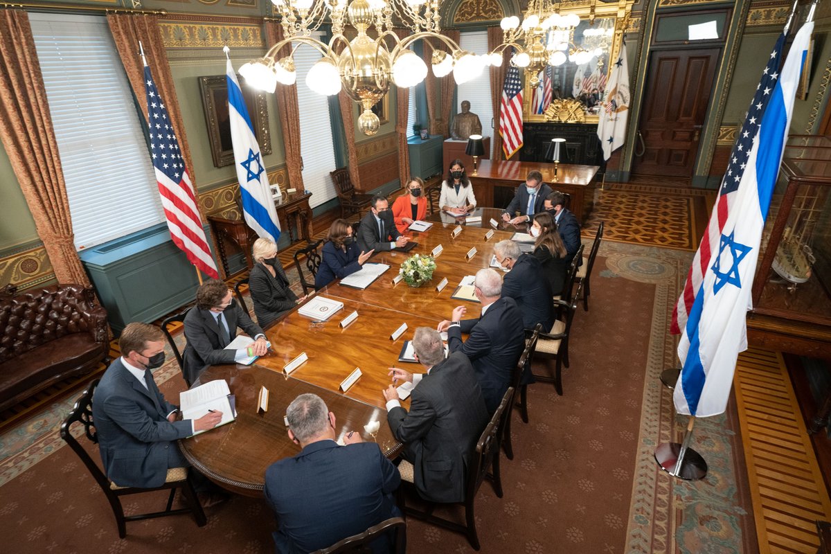VP46Archive's tweet photo. Our commitment to Israel and its security is unwavering. The U.S.-Israel relationship is as strong as it has ever been. Today, I met with @YairLapid to discuss a range of issues, including the importance of advancing peace, security, and prosperity for Palestinians and Israelis. https://t.co/l2lO7o6d6E
