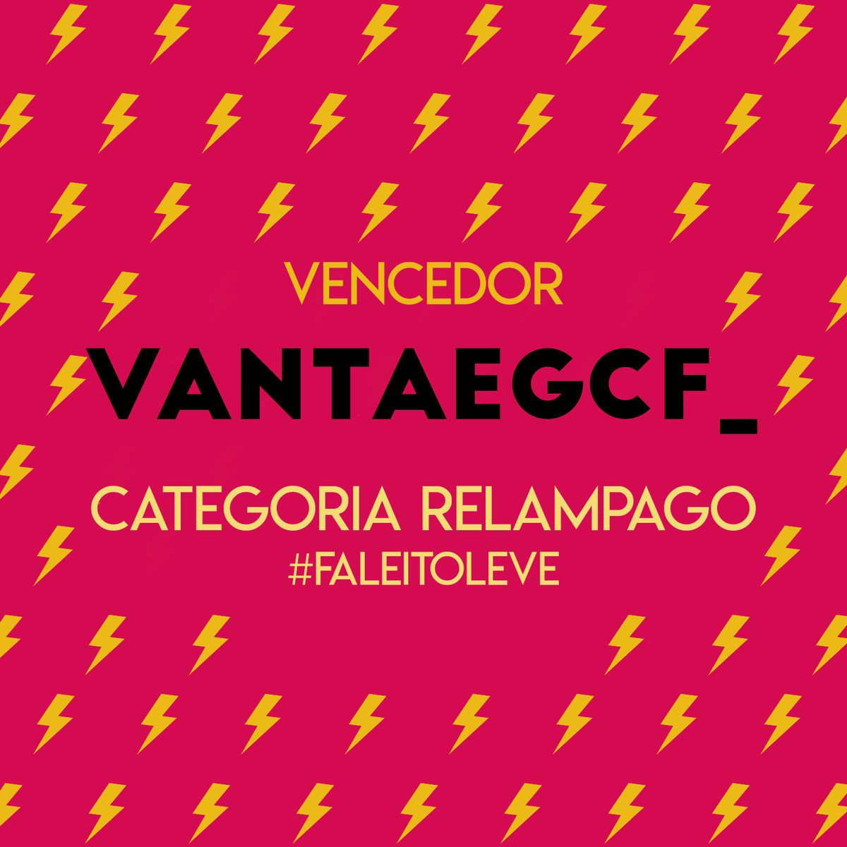 E na categoria de lacres #faleitoleve 🤨🤨🤨, a vencedora da edição é a Tata (<a href="/vantaegcf_/">tata!¡ 🦋</a>). Parabéns! Seu prêmio será entregue em breve.