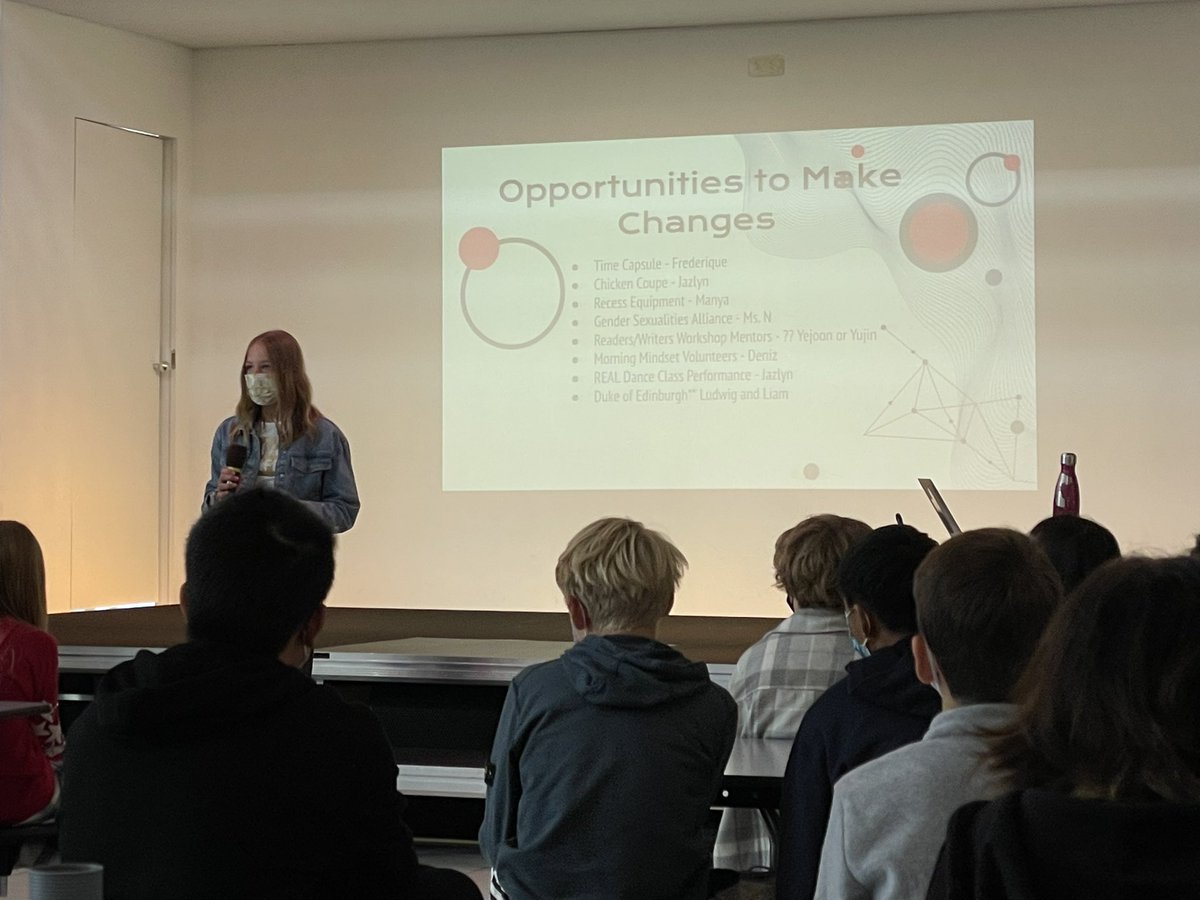johnstonmike34's tweet photo. Students @FIS_School sharing talents and sharing their @FISChangemakers projects at a student run assembly! Well done FISW. Chicken coups, time capsules, recess equipment, gender sexuality alliances, reading and writing mentors, mindful mornings, dance, outdoor Ed! Wow! https://t.co/91RWWYzV1F
