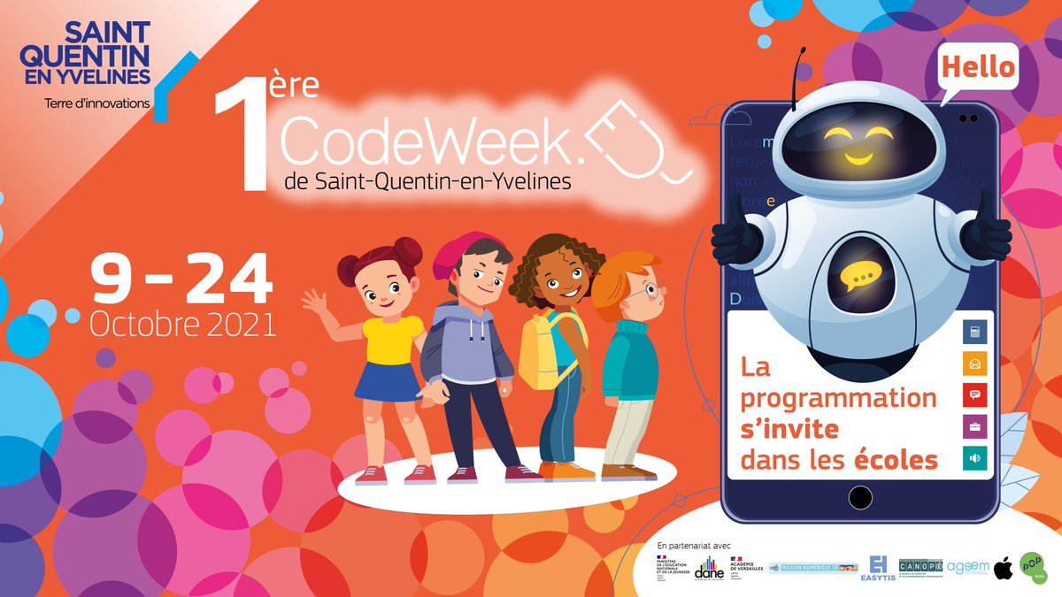 sqy's tweet image. Première #CodeWeek à #SQY c&apos;est parti🖱 !
Jusqu’au 24 octobre, des élèves de classes maternelles et élémentaires du territoire vont s’initier à la programmation ! Une opération inscrite dans le #projet #numérique éducatif pour soutenir la réussite scolaire des jeunes à @sqy👍