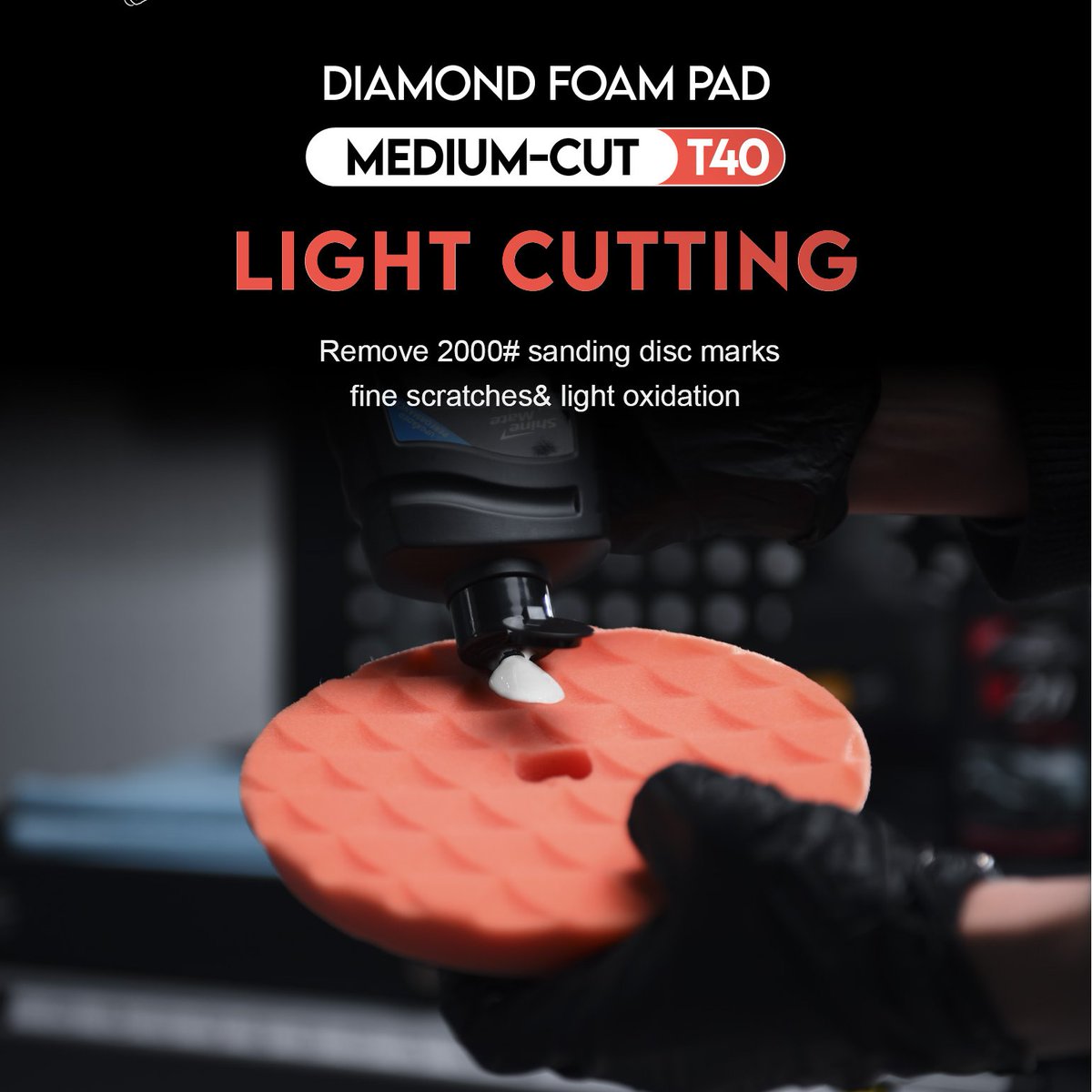 Shinemate1's tweet image. Diamond-Face Foam Pad Medium-Cut T40💓
Exclusive patent-"Black Diamond" design👊👊👊
✅Fast heat dissipation&amp;amp; Less compound splash
✅Easily remove 2000# sanding disc marks, fine scratches&amp;amp; light oxidation
✅For rotary&amp;amp; DA polishers
#foampad #detailing #blackdiamond #shinemate