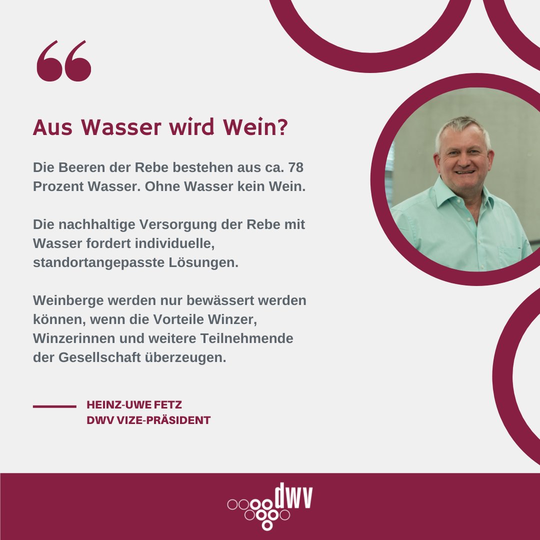 Ohne Wasser kein Wein. Lesen Sie hier den Standpunkt unseres Vize-Präsidenten Heinz-Uwe Fetz zum Themenkomplex der #nachhaltigen #Bewässerung kurzelinks.de/qu0a