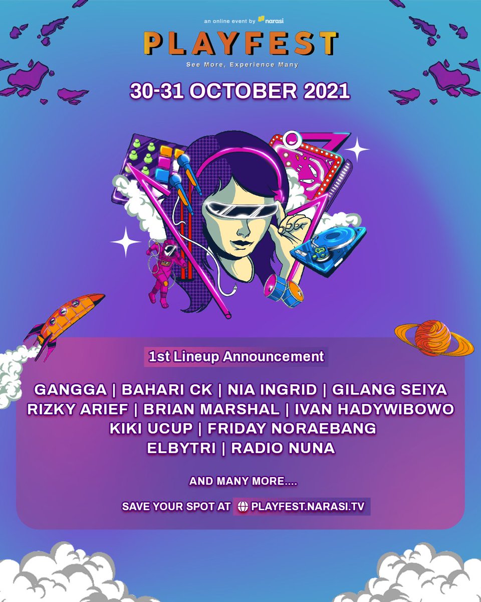 884GlobalRadio's tweet photo. PLAYFEST DATENG LAGI!!!π₯³ππ»
Jangan lupa catet detailnya ya!
π Tanggal 30-31 Oktober 2021
π Live stream on https://t.co/qSkJslqesB
π Dapatkan presale tiketmu di https://t.co/qSkJslqesB
#Playfest2021 #MoreVirtualExperience #Narasi https://t.co/0dW3679KEK