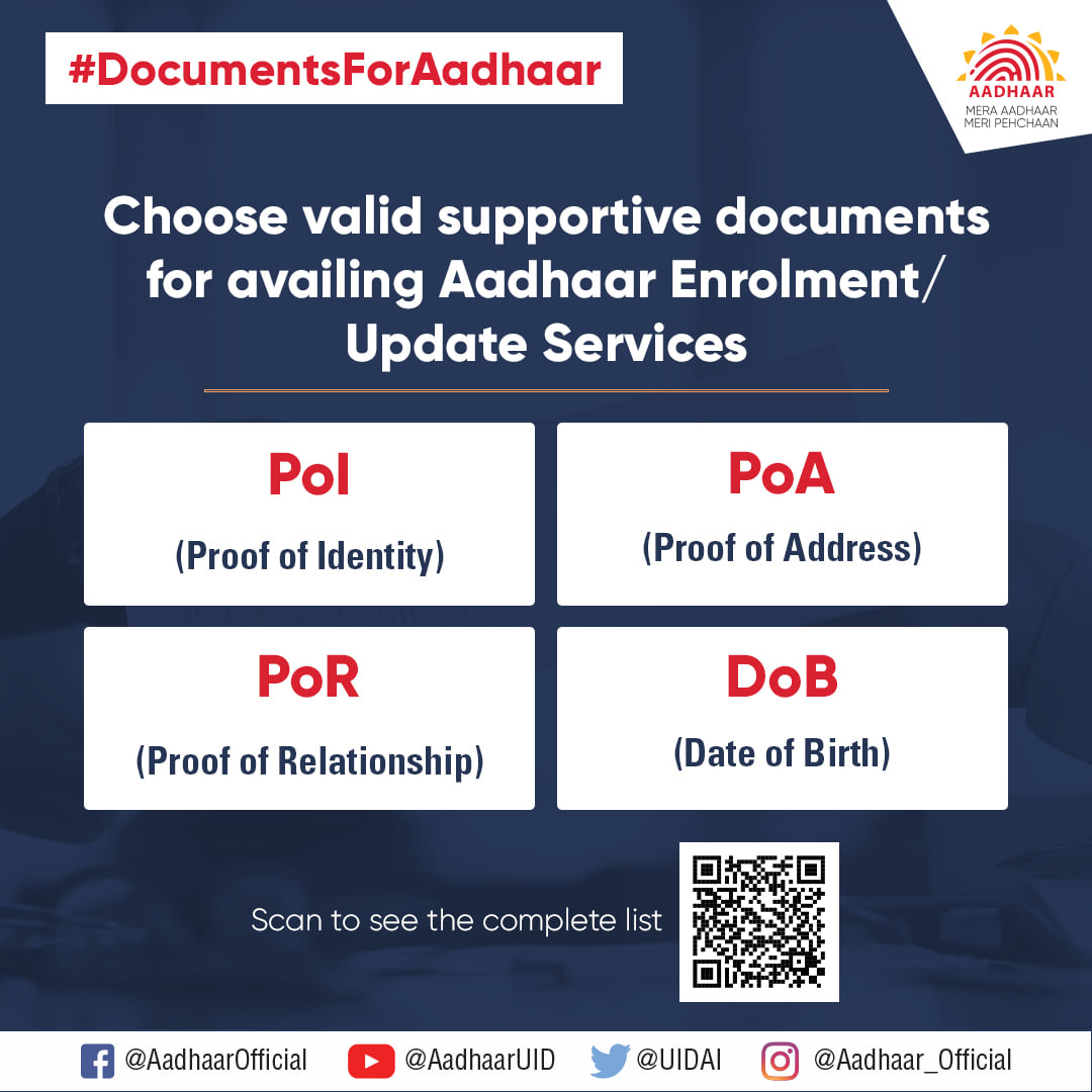 UIDAIBengaluru's tweet image. #DocumentsForAadhaar உங்கள் ஆதார் பதிவு/புதுப்பித்தல்  சேவைகளைப் பெற இந்தப் பட்டியலில் இருந்து சரியான உதவி  ஆவணங்களைத் தேர்வு செய்யவும்.  1/2