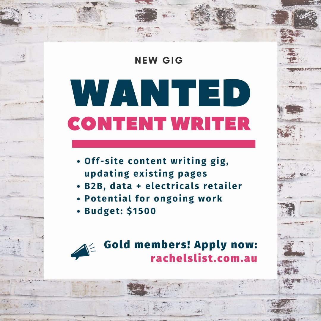 RachelsList's tweet image. RE-POST: Seeking a content writer for B2B for data/electrical products retailer (OFF-SITE) buff.ly/3mObuqT #contentwritingjob