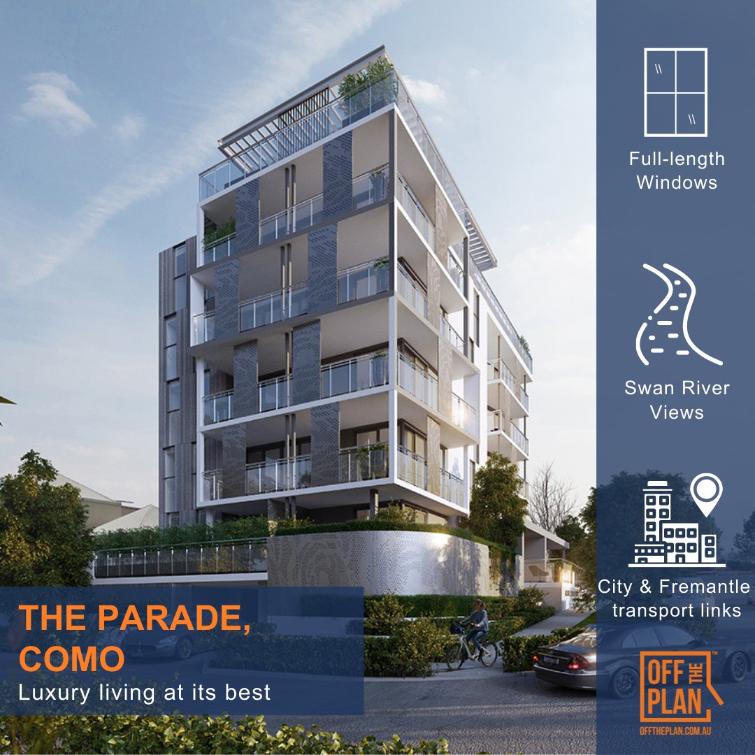 offtheplan's tweet image. Set on a well-positioned elevated block with river and city views from every level, The Parade Como offers luxury living at its best. Each of the one, two and three-bedroom apartments have been beautifully designed for a relaxed, modern lifestyle. 

#otp #offtheplan #newapartment