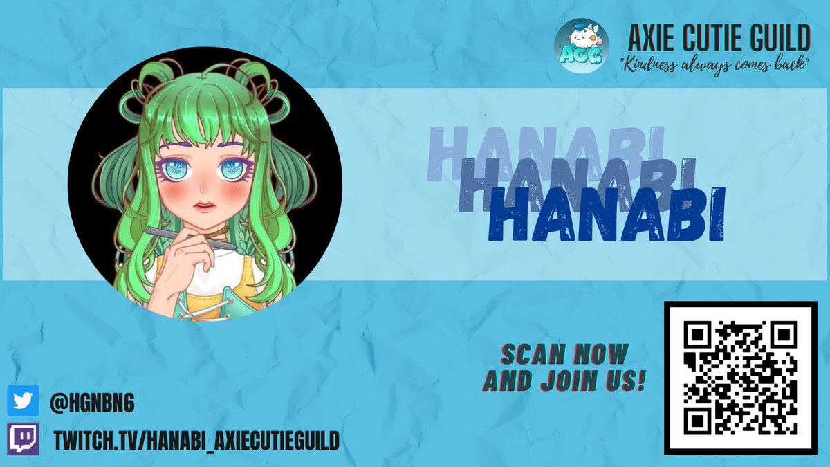 Another one 😎 
Come and join us in watching ate Hanabi’s live on twitch! 💚 See you there! 
twitch.tv/hanabi_axiecut…