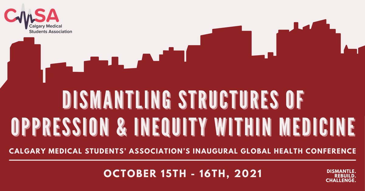 📣 CDN MEDICAL STUDENTS 📣

<a href="/CalgaryMSA/">Calgary Medical Students Association</a> is thrilled to be hosting our inaugural Global Health Conference Oct 15th &amp; 16th! Our theme is: Dismantling Structures of Oppression &amp; Inequity within Medicine. Registration is FREE and open to all Cdn med students: bit.ly/3DA2tID