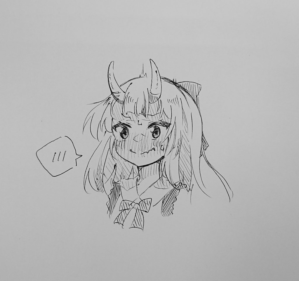 最近休憩中に描いた照れ顔落書きでも置いときます( ・`д・')✨ 